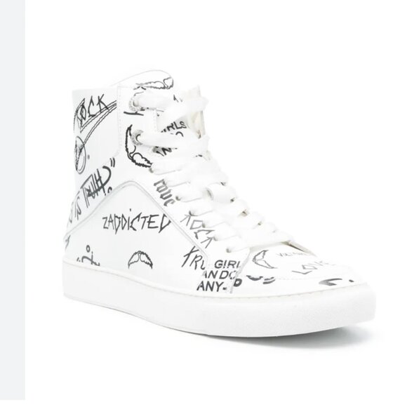 NWOT ZADIG & VOLTAIRE WHITE HIGH FLASH HIGH-TOP LEATHER SNEAKERS - 40 (9) - Picture 1 of 12